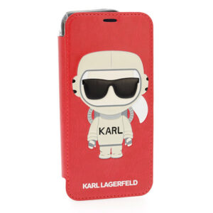 Karl Lagerfeld booktype hoesje Karl Space Apple iPhone X-Xs Rood - Cosmonaut - Kunstleer; TPU