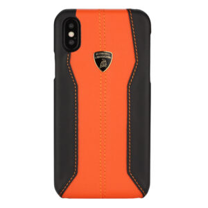 Lamborghini backcover hoesje D1 Serie Apple iPhone XR Oranje - Genuine Leather - Echt leer