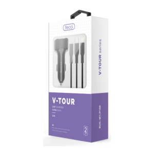 Recci Auto Lader Combo Kit met USB 3 in 1 kabel Zwart